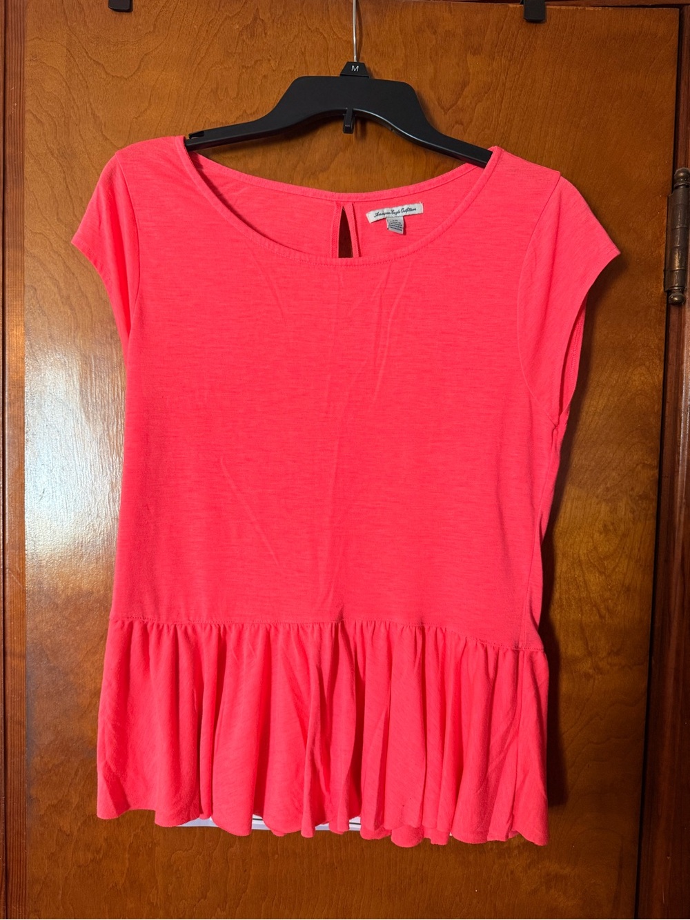 American Eagle Brand Women's Pink Peplum Short Sleeve Top